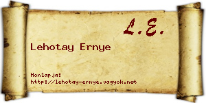 Lehotay Ernye névjegykártya